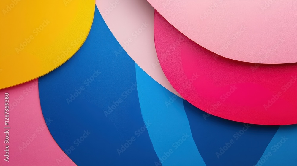 Poster colorful overlapping shapes create an abstract composition in vibrant hues with smooth textures and 