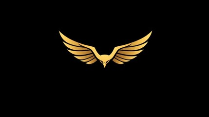Obraz premium Golden eagle spreads its wings on a dark background, perfect for logos, branding, and design elements