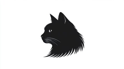 Obraz premium Black cat profile, isolated white background, pet design