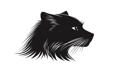 Obraz premium Black cat profile, elegant design, white background, pet portrait, logo design