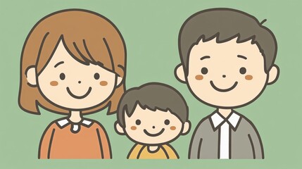 Flat Cartoon Style Happy Family Illustration