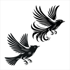 Obraz premium Elegant Flight: Tribal Bird Silhouettes