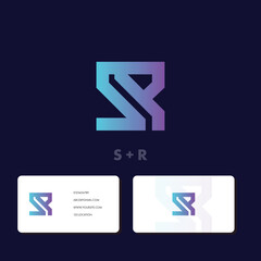 Initial Letter SR Logo or RS Logo Design Vector Template