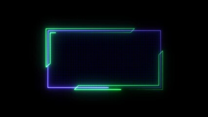 Digital display glowing neon tech frames backdrop set. set against a backdrop of intricate circuit board patterns, ready for your text or design. Perfect for showcasing modern technology,