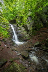 Fototapeta premium Starohutiansky waterfall near Nova Bana and Zarnovica, Pohronsky Inovec mountains, Slovakia
