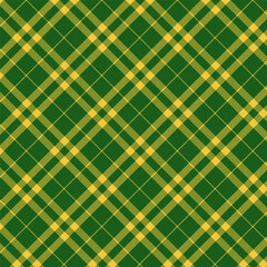 Plaid with twill weave repeat pattern.Colorful gingham seamless pattern in green and yellow.Checkered tartan Geometric graphic vector illustration background design for fabric and prints.