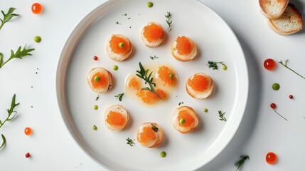 Elegant Caviar Appetizer on White Plate