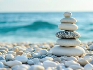 Stacking Stones: Achieving Balance and Serenity by the Ocean