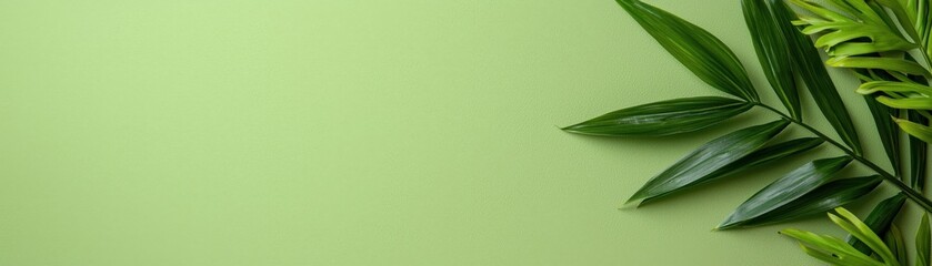 Obraz premium Green Background with Various Leaf Types for Natural and Fresh Aesthetic in Design Projects