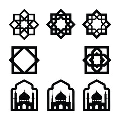 Muslim Culture Icons Silhouette Set