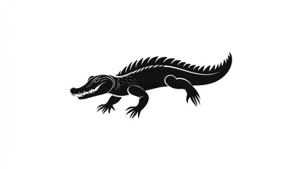 Fototapeta premium Alligator on white background for animal guides or conservation projects