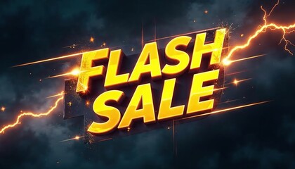 Dynamic promotional graphic featuring a vibrant flash sale announcement with lightning effects (2)