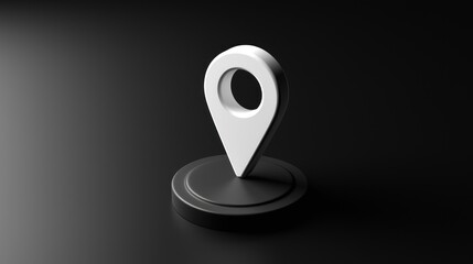 White Location Marker on Black Circular Base