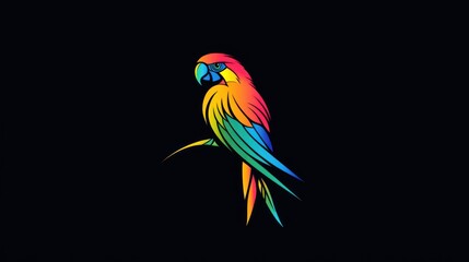 Fototapeta premium Colorful parrot perched on a branch with a dark background for educational or decorative use
