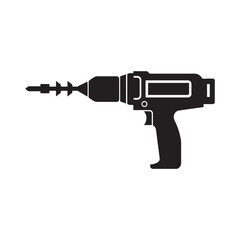 vector of black silhouette of drill machine