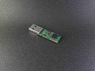 USB flash disk without outer casing on black background