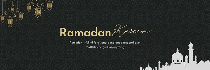 Gold And Black Simple Ramadan Kareem Billboard