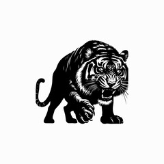 Aggrassive tiger hunting head vector