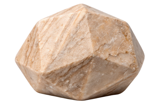 Faceted light brown stone isolated with transparent background