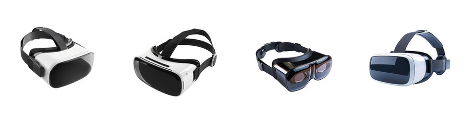 Set of Modern Virtual Reality Headsets &ndash; Collection of VR and AR Devices on transparent background