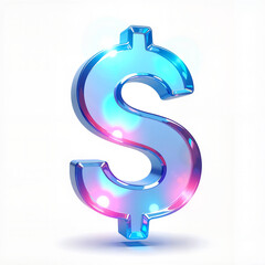 Naklejka premium Glossy dollar sign with a colorful finish on white background, copy space