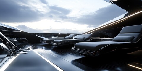 Futuristic Yacht Deck Sun Loungers