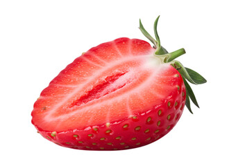 Vibrant strawberry half section showcasing juicy texture and vivid redness