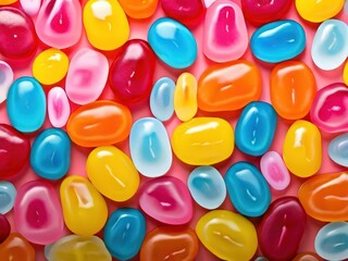 an AI Image Generator, Vibrant Colorful Candy Pieces in a Bright