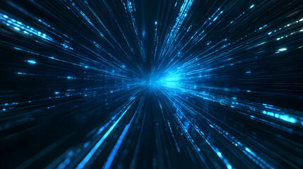 Fototapeta premium Radiant Blue Cosmic Rays Streaking Through Deep Space