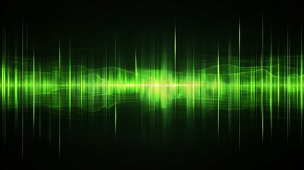 Fototapeta premium Abstract green wavy background on a black canvas, representing a sound wave concept.