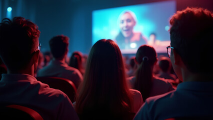 Audience Engaged in a Screen Presentation