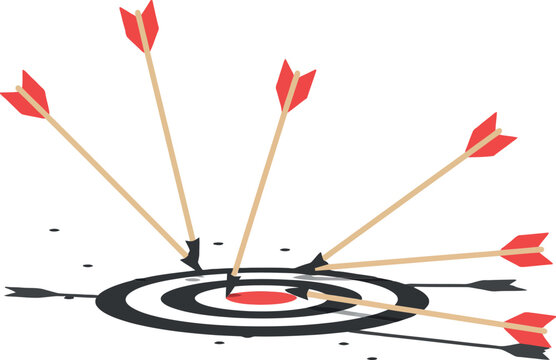 Arrows missing the center of a target in a colorful illustration