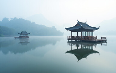 Fototapeta premium pavilion in the lake