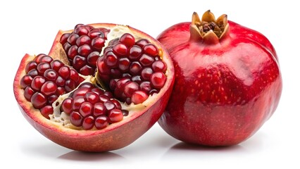 Pomegranate Fruit Halved and Whole
