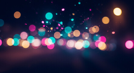 Fototapeta premium An abstract background with blurred, colorful lights in a cool color palette, creating a dreamy visual effect