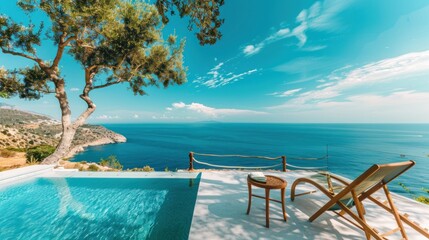 Obraz premium A breathtaking beautiful sea view, showcasing turquoise waters and a serene horizon,