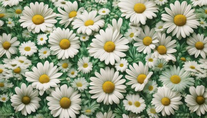 Fototapeta premium green and white daisies vintage wallpaper pattern