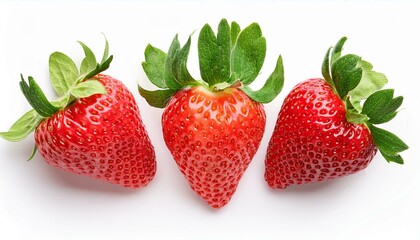 strawberry isolated on white background top view flat lay