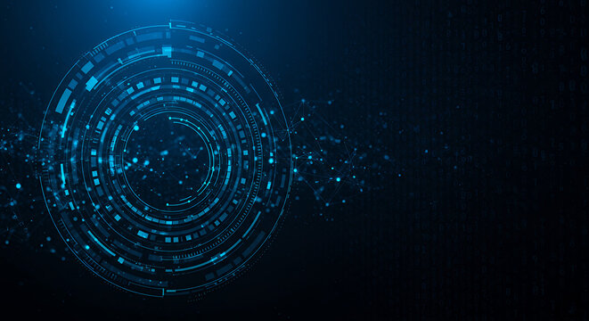 Futuristic Tech: Abstract Digital Interface & Data Stream. Cyber Security, AI, Innovation, and High-Tech Concepts Visualized!