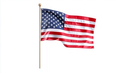 Obraz premium American Flag Waving Against White Background