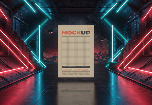 Poster Page Mockup inside Space Craft on Science Fiction Scene