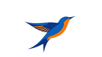 Fototapeta premium A swallow bird soars through the air, showcasing its elegant wings and bright blue and orange feathers, embodying the essence of spring and freedom