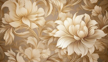 beige floral wallpaper pattern design