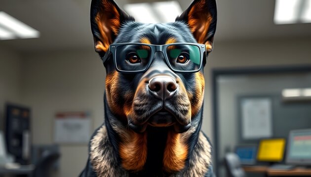 A Sophisticated Canine: German Shepherd in Glasses