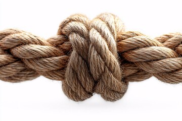 Fototapeta premium A close-up view of a beautifully tied knot made from thick, natural rope. Showcases texture and intricacy, perfect for topics on strength or connection.