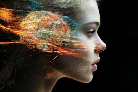 A concept based on ChatGPT, featuring an android with a human-like face and an AI-powered brain, utilizing generative AI