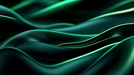 Obraz premium Abstract Wave Pattern Wallpaper in Deep Green