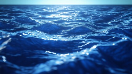 Sea water with blue sky background. Blue waves and view of the ocean. Generative ai tools are a tool for a wide variety of applications. Ocean water against a backdrop of lifestyle a blue sky.