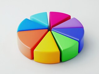 Obraz premium Colorful geometric pie chart model on white background