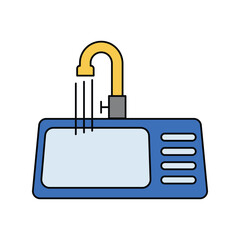 sink lineal color line icon with white background vector stock illustration